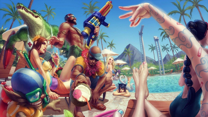 英雄联盟泳池派对全员同人桌面壁纸1下载高清大图预览1920×1200_游戏壁纸下载